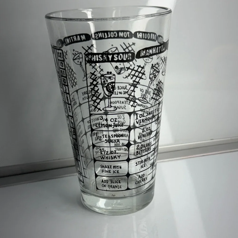 Cocktail Recipe‎ Glass Tumbler Bartender Drink Guide Pint Size